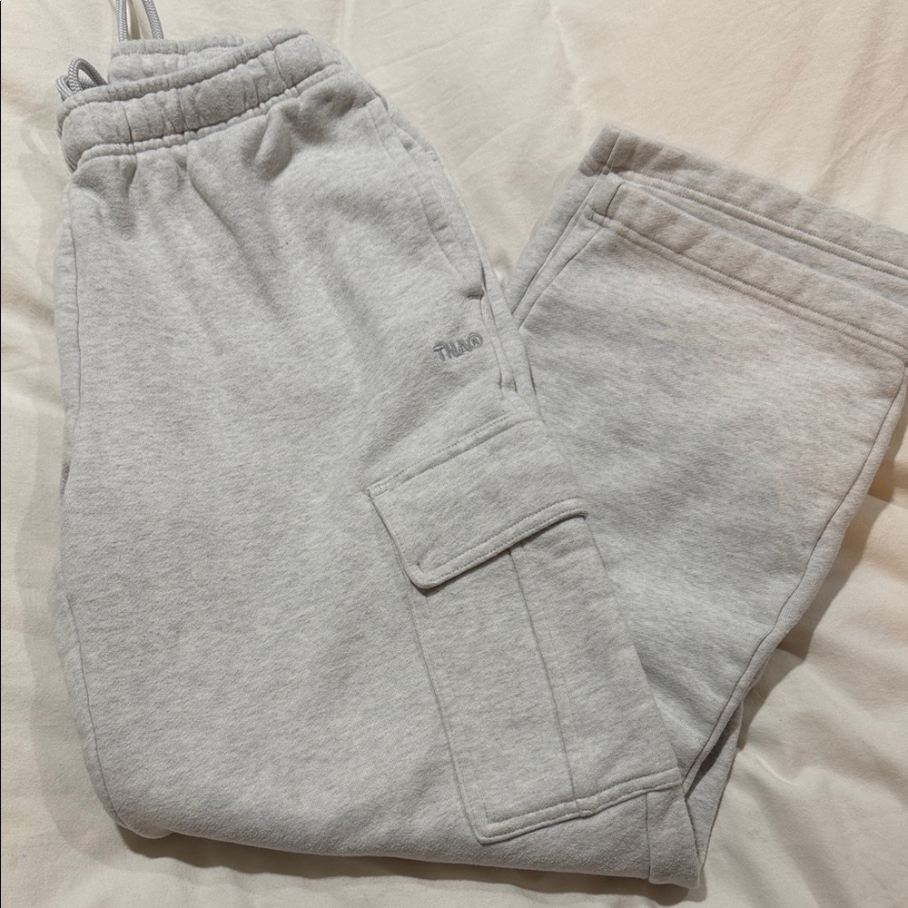 TNA Aritzia Grey Cozy Sweatfleece 
Mega Cargo Sweatpants S
